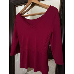 White House Black Market Burgundy Scoop Neck Sweater